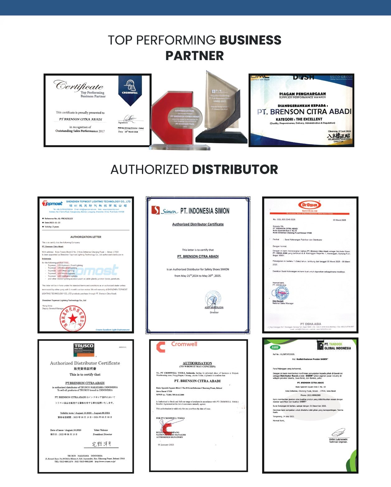 business partner & authorized Brenson Citra Abadi